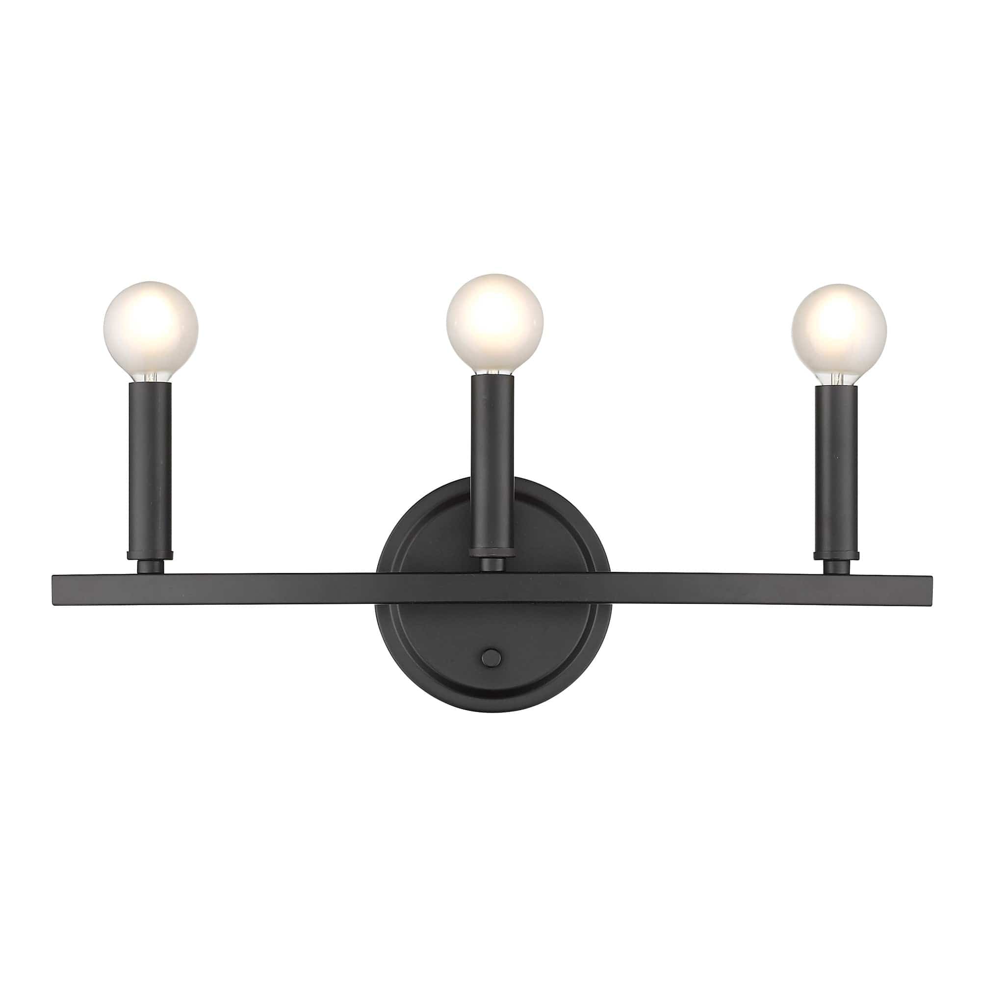 Three Light Matte Black Wall Sconce - Homeroots