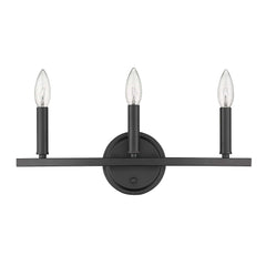 Three Light Matte Black Wall Sconce - Homeroots