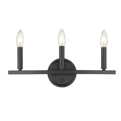 Three Light Matte Black Wall Sconce - Homeroots