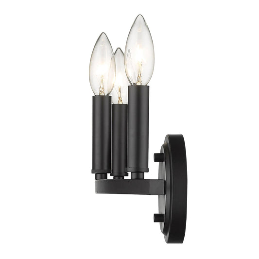 Three Light Matte Black Wall Sconce - Homeroots