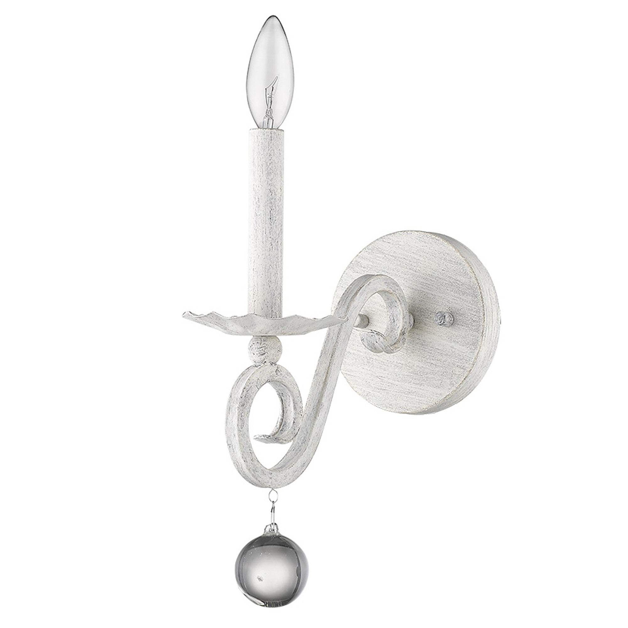 Modern Farmhouse Rustic White and Crystal Wall Sconce - Homeroots - Flyclothing LLC