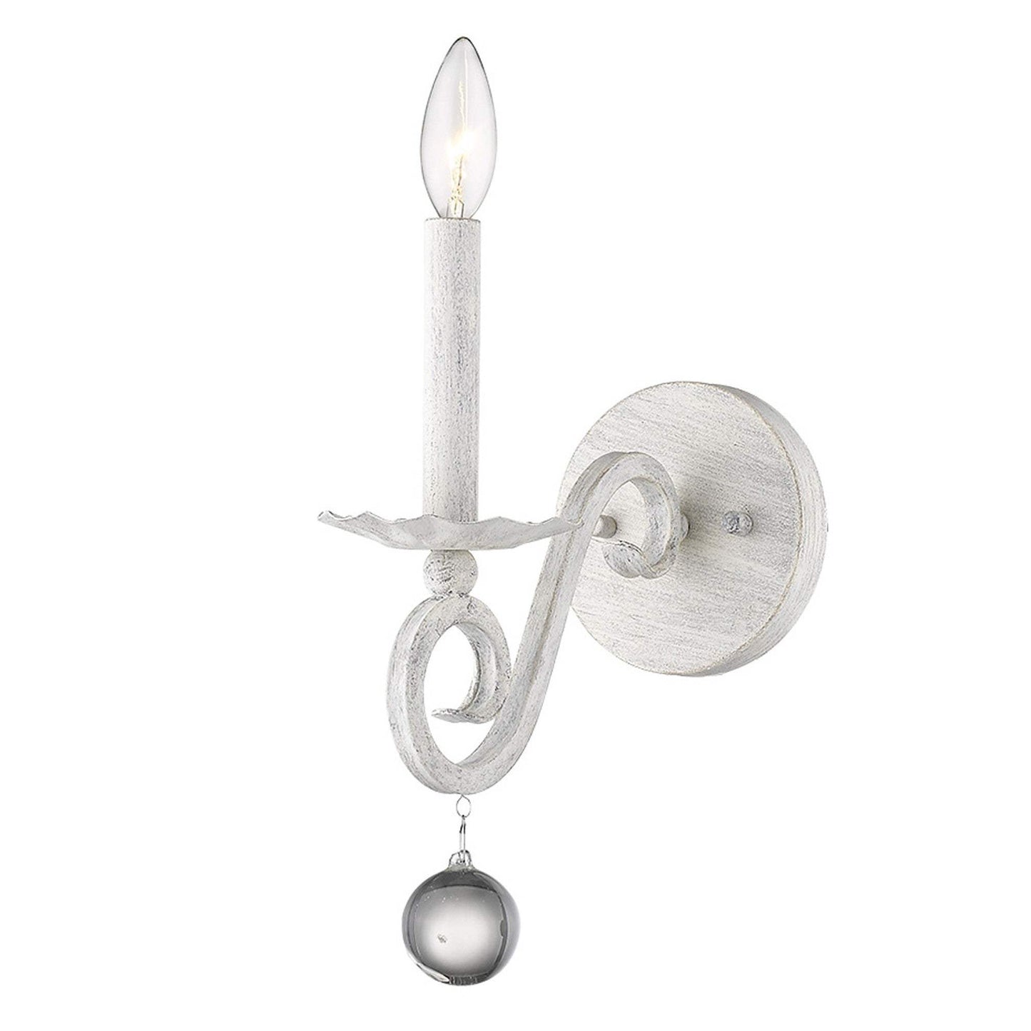 Modern Farmhouse Rustic White and Crystal Wall Sconce - Homeroots - Flyclothing LLC