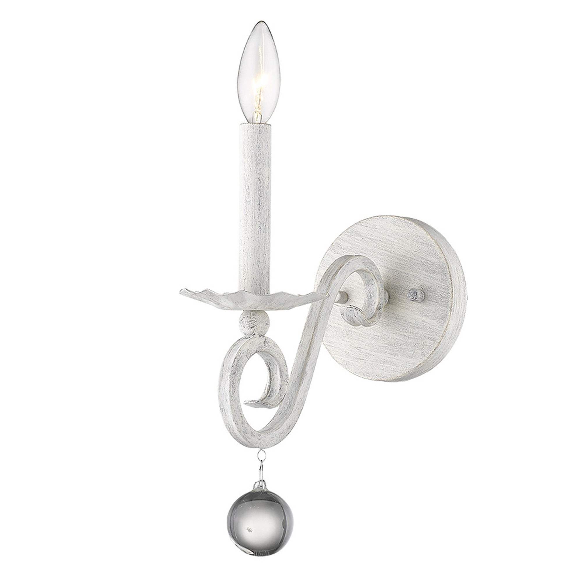 Modern Farmhouse Rustic White and Crystal Wall Sconce - Homeroots - Flyclothing LLC