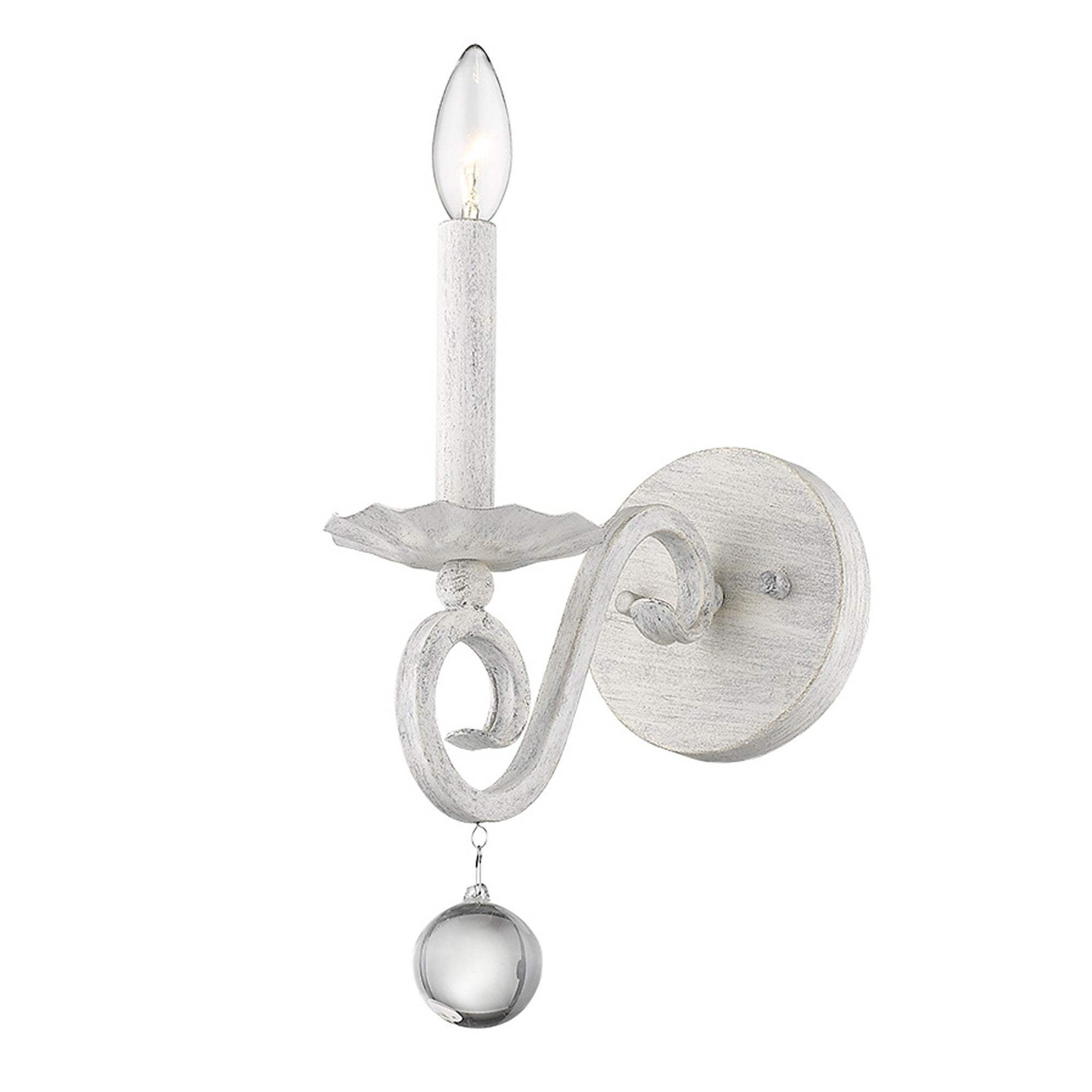 Modern Farmhouse Rustic White and Crystal Wall Sconce - Homeroots - Flyclothing LLC