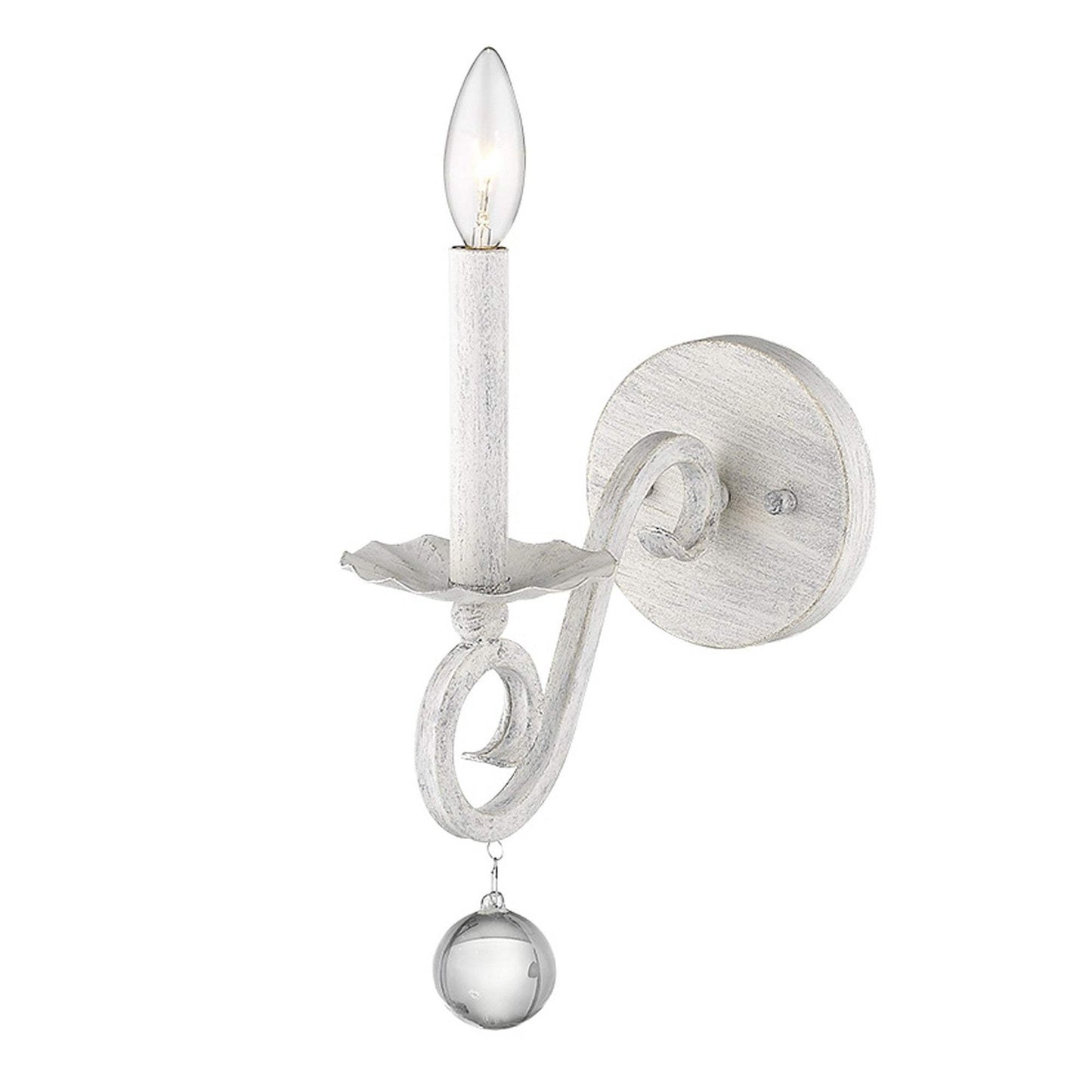 Modern Farmhouse Rustic White and Crystal Wall Sconce - Homeroots - Flyclothing LLC