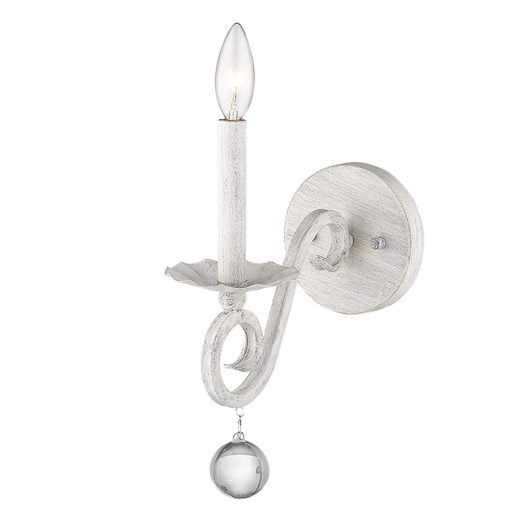 Modern Farmhouse Rustic White and Crystal Wall Sconce - Homeroots - Flyclothing LLC
