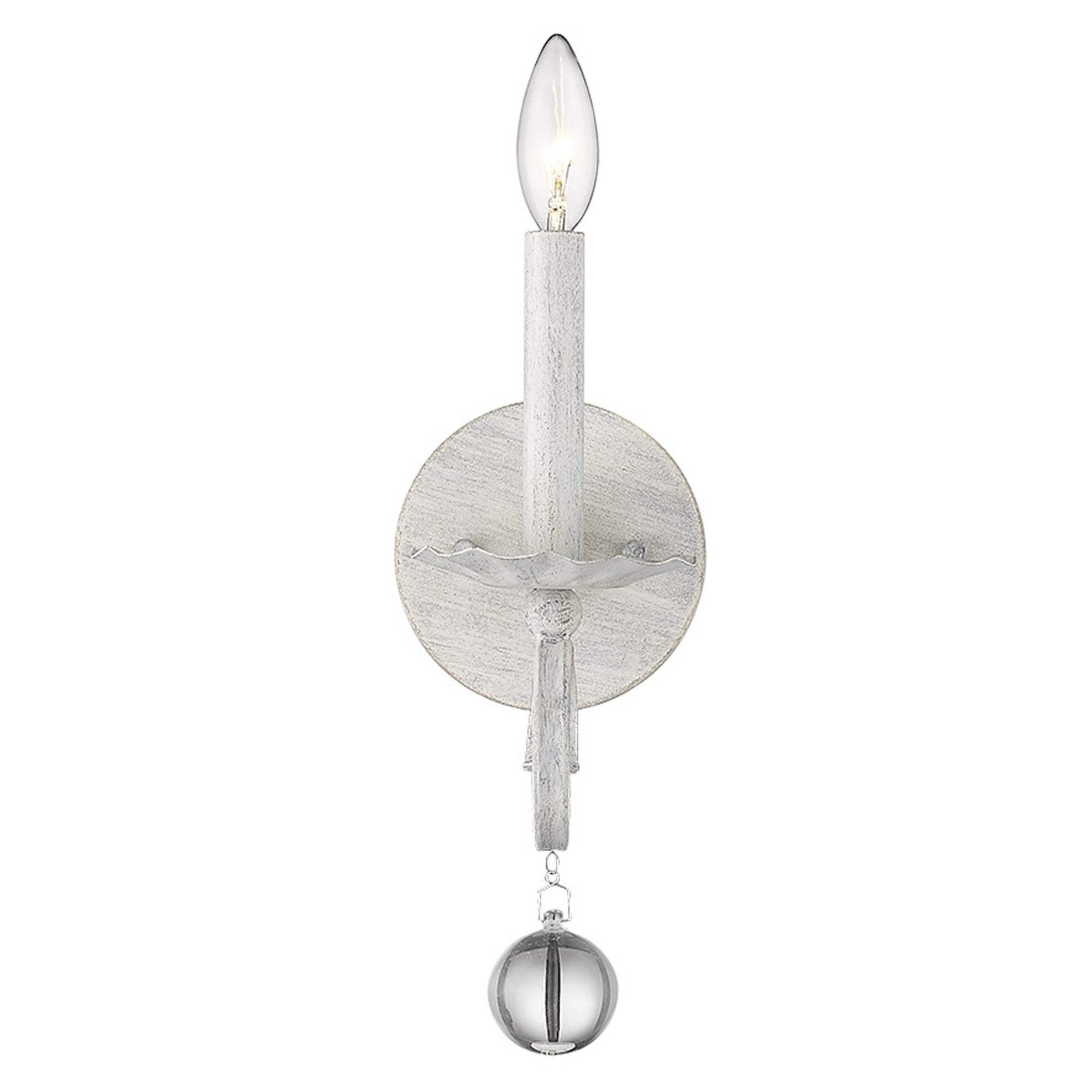 Modern Farmhouse Rustic White and Crystal Wall Sconce - Homeroots - Flyclothing LLC