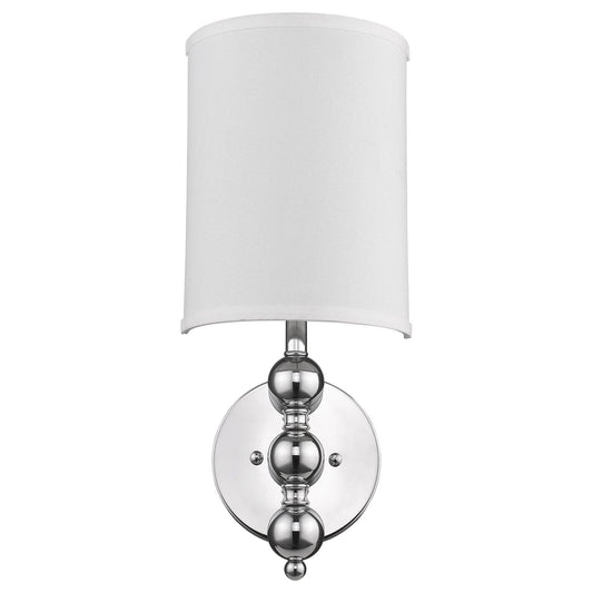 Silver Chrome Wall Light with Linen Fabric Shade - Homeroots