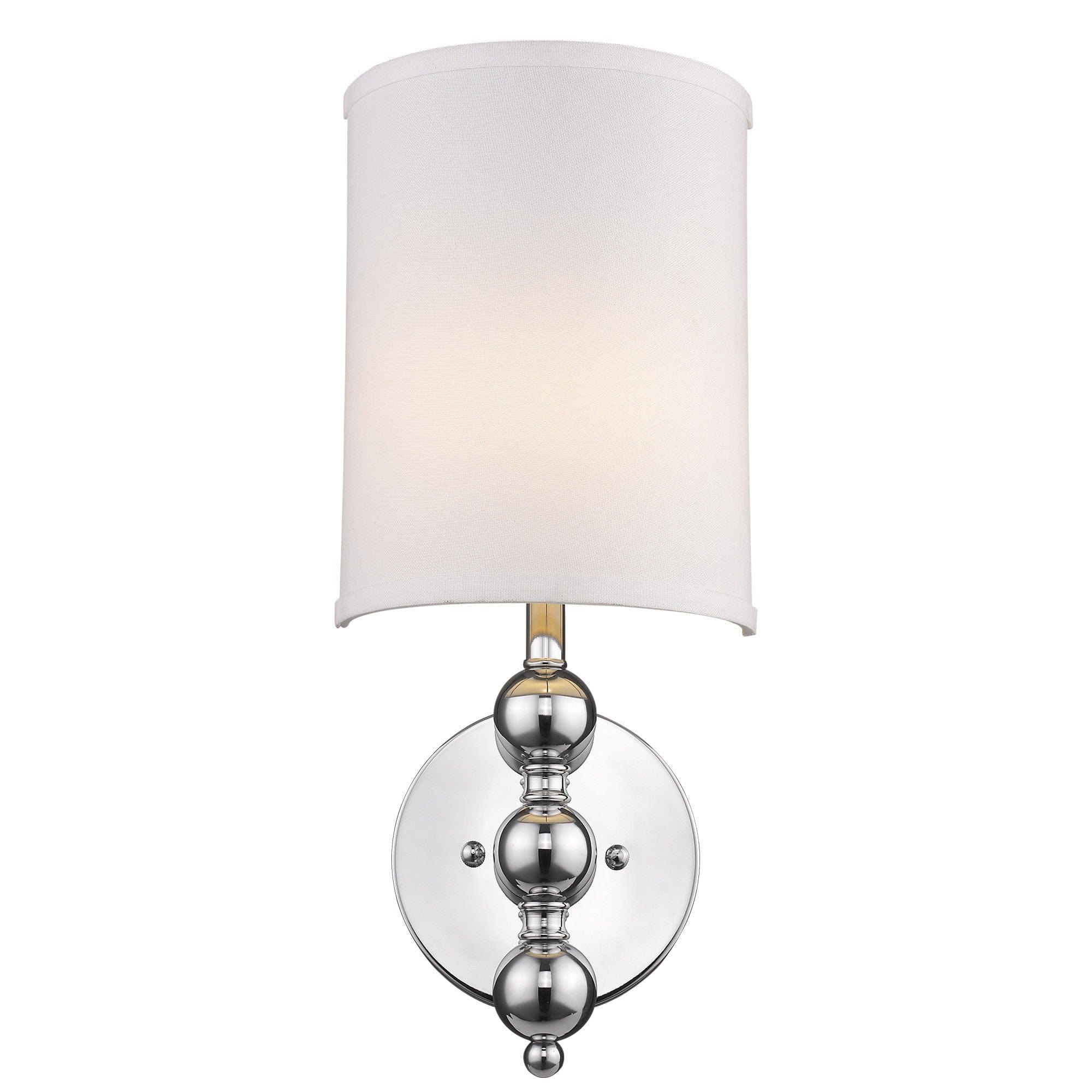 Silver Chrome Wall Light with Linen Fabric Shade - Homeroots