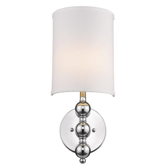 Silver Chrome Wall Light with Linen Fabric Shade - Homeroots