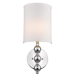Silver Chrome Wall Light with Linen Fabric Shade - Homeroots