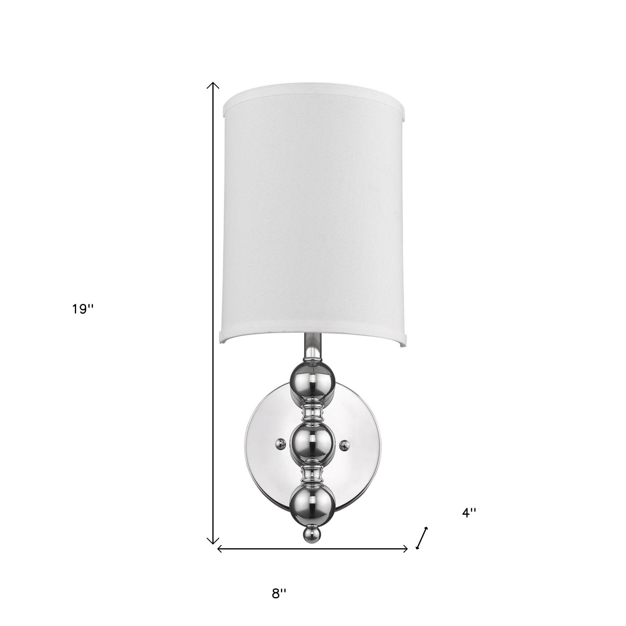 Silver Chrome Wall Light with Linen Fabric Shade - Homeroots
