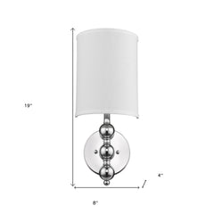 Silver Chrome Wall Light with Linen Fabric Shade - Homeroots