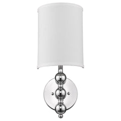 Silver Chrome Wall Light with Linen Fabric Shade - Homeroots