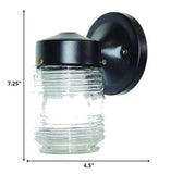 Black Standard Jelly Jar One Light Outdoor Wall Light - Homeroots - Flyclothing LLC