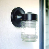 Black Standard Jelly Jar One Light Outdoor Wall Light - Homeroots - Flyclothing LLC