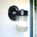 Black Standard Jelly Jar One Light Outdoor Wall Light - Homeroots