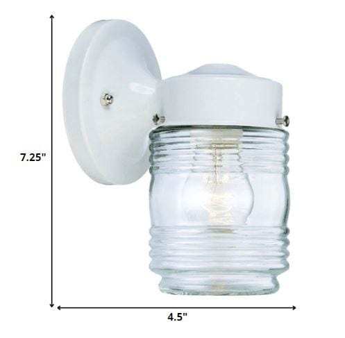 White Standard Jelly Jar One Light Outdoor Wall Light - Homeroots - Flyclothing LLC