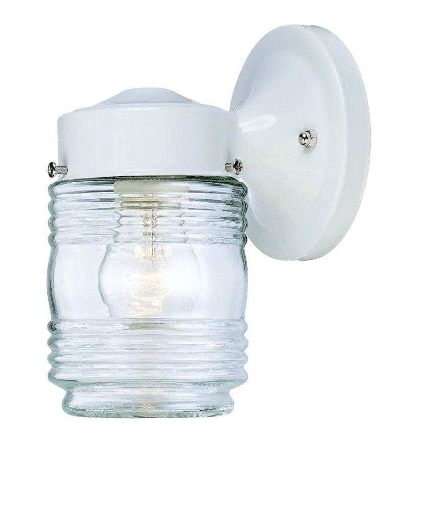 White Standard Jelly Jar One Light Outdoor Wall Light - Homeroots - Flyclothing LLC