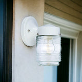 White Standard Jelly Jar One Light Outdoor Wall Light - Homeroots