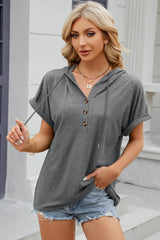 Florira Hooded Short Sleeve T-Shirt - Trendsi - Flyclothing LLC