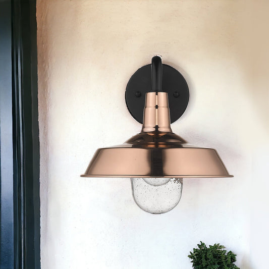 Shiny Copper Shallow Plate Shape Wall Light - Homeroots