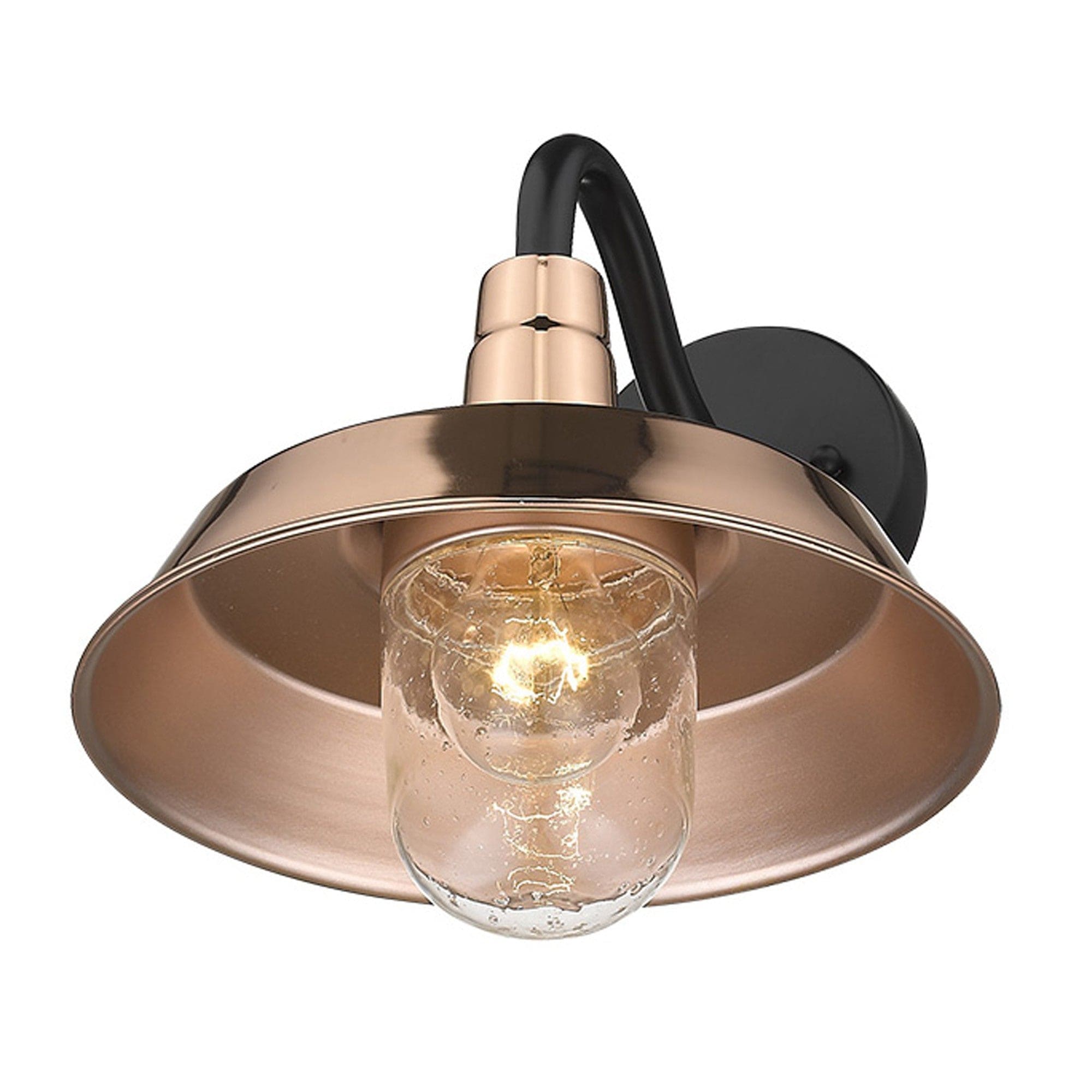Shiny Copper Shallow Plate Shape Wall Light - Homeroots