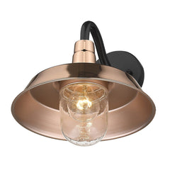 Shiny Copper Shallow Plate Shape Wall Light - Homeroots