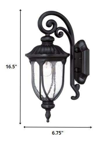 Matte Black Cast Aluminum Glass Lantern Wall Sconce - Homeroots - Flyclothing LLC