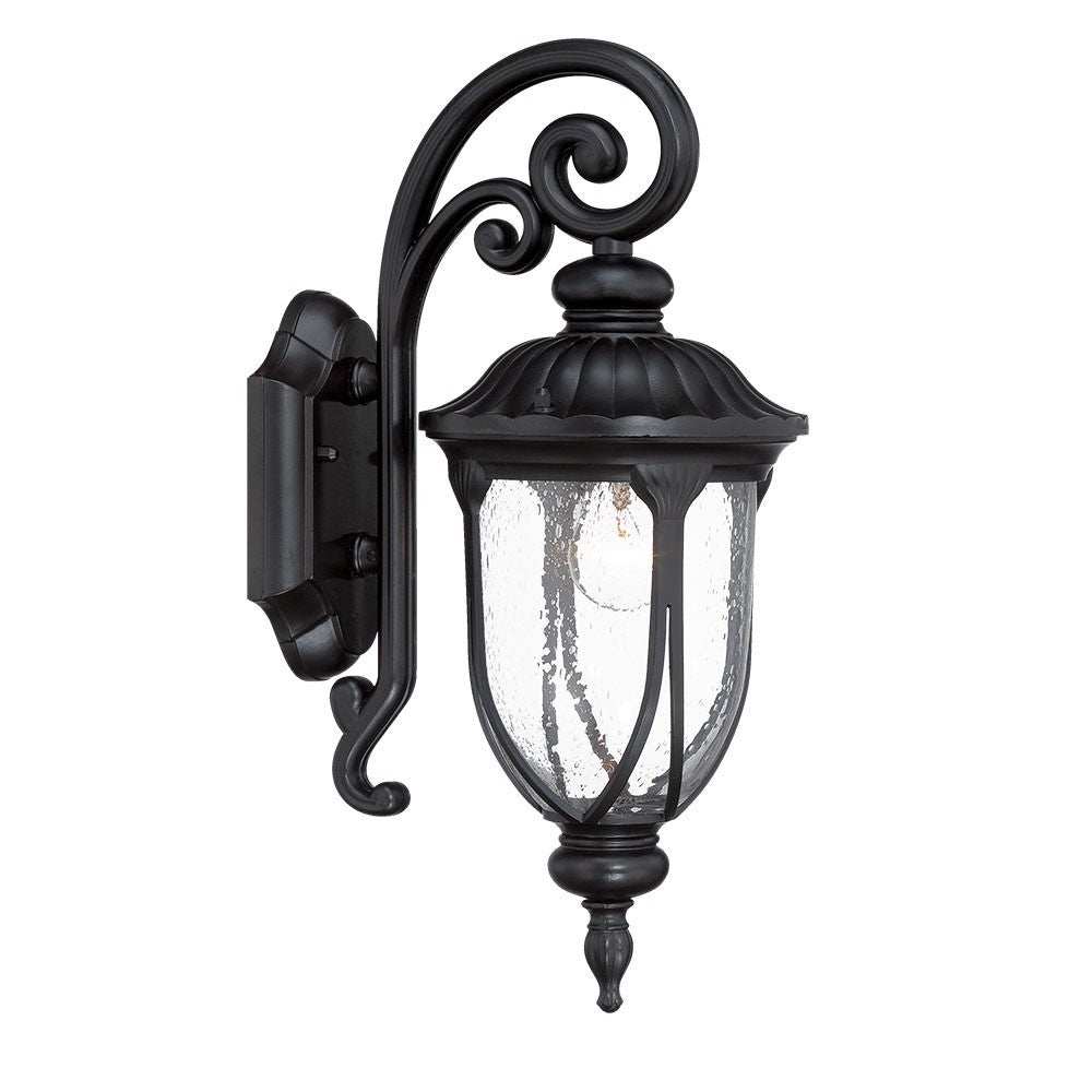 Matte Black Cast Aluminum Glass Lantern Wall Sconce - Homeroots - Flyclothing LLC