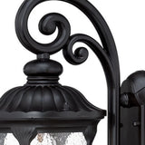 Matte Black Cast Aluminum Glass Lantern Wall Sconce - Homeroots
