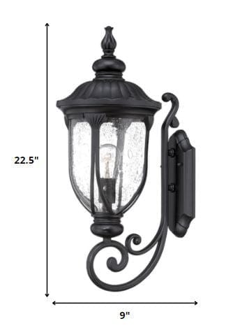XL Matte Black Cast Aluminum Glass Lantern Wall Light - Homeroots - Flyclothing LLC