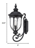 XL Matte Black Cast Aluminum Glass Lantern Wall Light - Homeroots - Flyclothing LLC