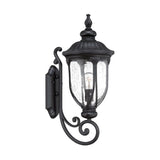 XL Matte Black Cast Aluminum Glass Lantern Wall Light - Homeroots