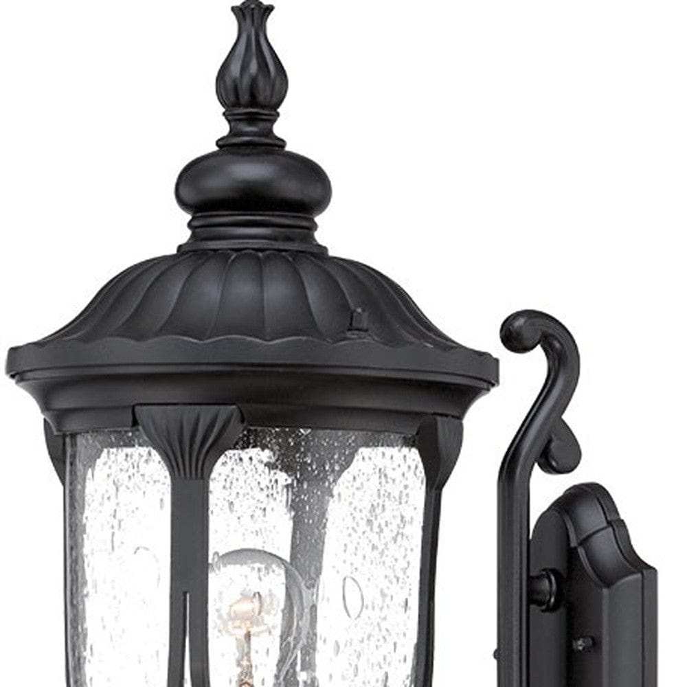 XL Matte Black Cast Aluminum Glass Lantern Wall Light - Homeroots - Flyclothing LLC