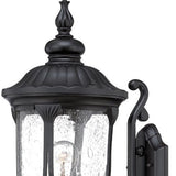 XL Matte Black Cast Aluminum Glass Lantern Wall Light - Homeroots