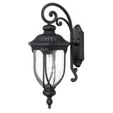 XL Matte Black Cast Aluminum Glass Lantern Wall Sconce - Homeroots