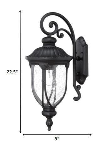XL Matte Black Cast Aluminum Glass Lantern Wall Sconce - Homeroots - Flyclothing LLC