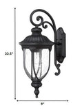 XL Matte Black Cast Aluminum Glass Lantern Wall Sconce - Homeroots - Flyclothing LLC