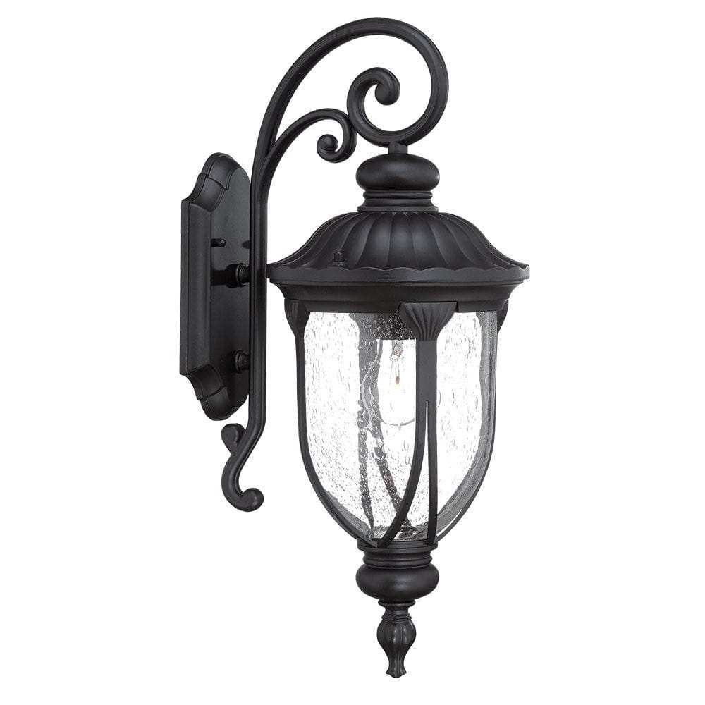 XL Matte Black Cast Aluminum Glass Lantern Wall Sconce - Homeroots - Flyclothing LLC