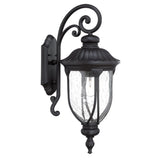 XL Matte Black Cast Aluminum Glass Lantern Wall Sconce - Homeroots