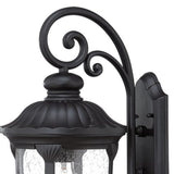 XL Matte Black Cast Aluminum Glass Lantern Wall Sconce - Homeroots