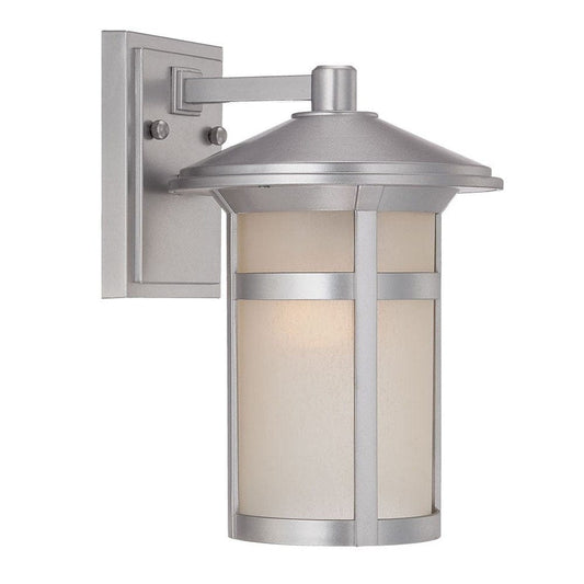Brushed Silver Round White Glass Wall Light - Homeroots