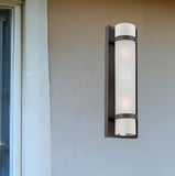 Two Light Bronze and White Glass Wall Sconce - Homeroots
