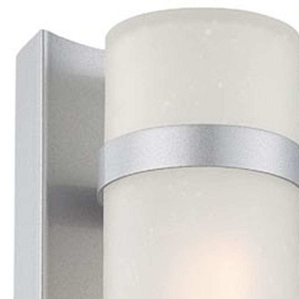 Two Light Brushed Silver and White Glass Wall Sconce - Homeroots - Flyclothing LLC