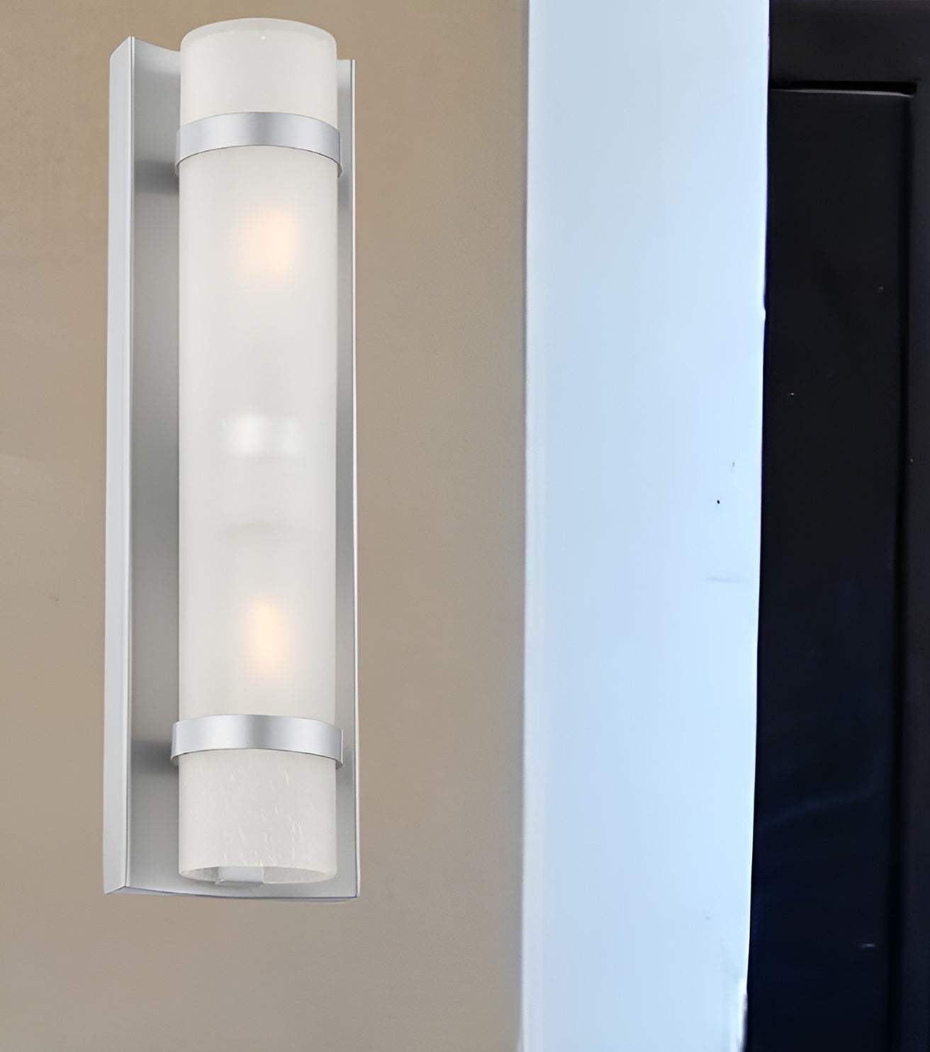 Two Light Brushed Silver and White Glass Wall Sconce - Homeroots - Flyclothing LLC
