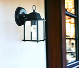 Matte Black Hanging Glass Lantern Wall Light - Homeroots