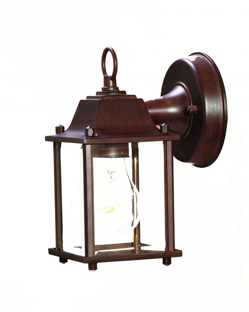 Dark Brown Hanging Glass Lantern Wall Light - Homeroots