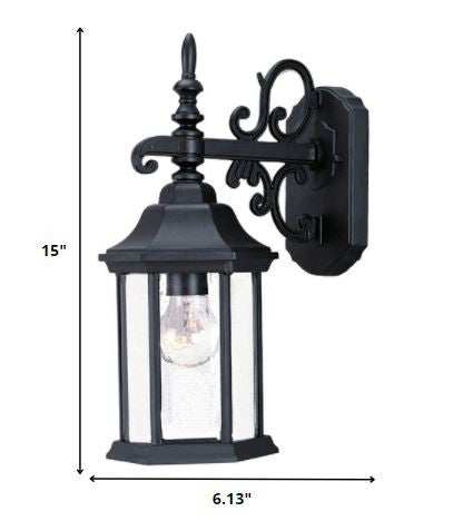 Petite Matte Black Domed Hanging Glass Lantern Wall Light - Homeroots - Flyclothing LLC