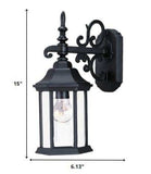 Petite Matte Black Domed Hanging Glass Lantern Wall Light - Homeroots - Flyclothing LLC